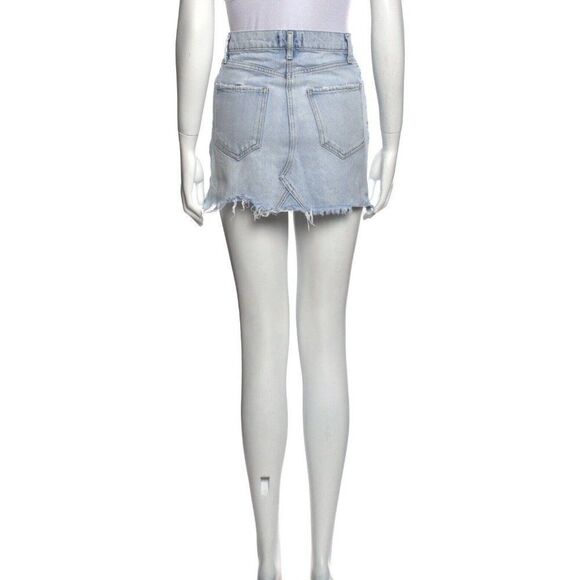 Agolde authentic A068 E773 solid light blue denim jean distressed mini skirt 23 - Picture 3 of 8